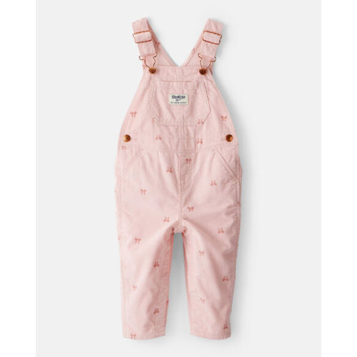 Baby Girl Bow Print Corduroy Overalls - Pink - OshKosh | Carter's