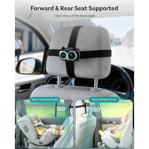 OTTOCAST Cabin Care Baby Car Camera with Wireless CarPlay Adapter, 1080P HD Baby Monitor with IR Night Vision, 150° Wide Angle, Real-Time Rear Seat View On Car Screen, Easy Install