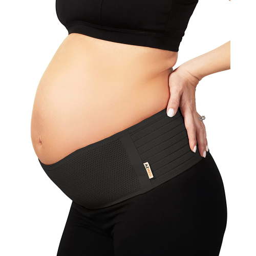 AZMED Maternity Belt, Breathable Pregnancy Back Support, Premium Belly Band, More Than 1.3M Happy Mothers, Lightweight Abdominal Binder, One-Size (Black)