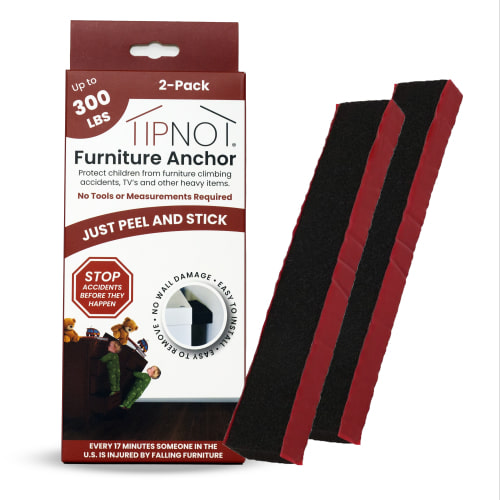 TipNot Furniture Anchor, No-Tools-Required Furniture Wall Anchor to Protect Valuables and Keep Your Home Childproof and Babyproof, Holds Up to 300 Pounds, 2-Pack