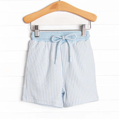 Sandy Shore Seersucker Swim Trunks, Blue – Stitchy Fish