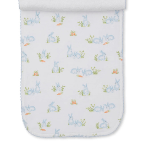 Baby Bunny Patch Blue Burp Cloth