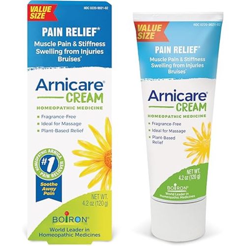 Boiron Arnicare Cream for Joint Pain, Muscle Pain, Swelling, Soreness, Stiffness, and Bruises - Fast Absorbing and Fragrance-Free - 4.2 oz