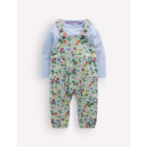 Jersey Overalls Set-Green Bee Garden