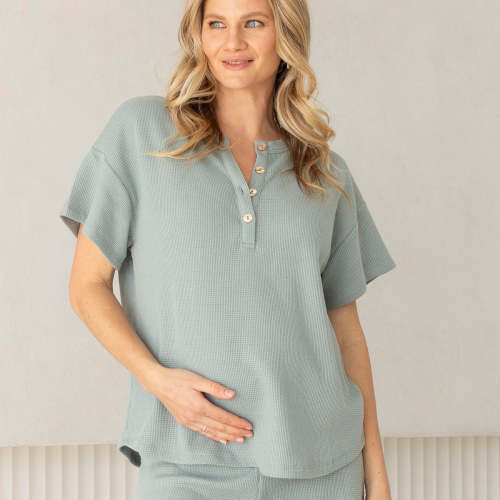 Amara Maternity Cotton Blend Lounge Top in Dusty Green – Angel Maternity USA