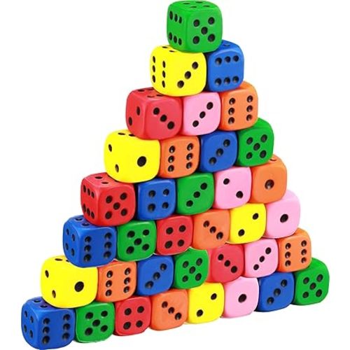 36 Pieces Foam Dice Colorful Cubes Block of Dice with Number Dots for Boy Girl Over 3+, Building, Educational Toys, Math Teaching, Pastime, Party Favors and Classroom Supplies