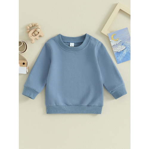 Loicainy Toddler Baby Boy Girl Solid Color Sweatshirts 6 12 18 24 Months 2T 3T Long Sleeve Crewneck Pullover Fall Tops