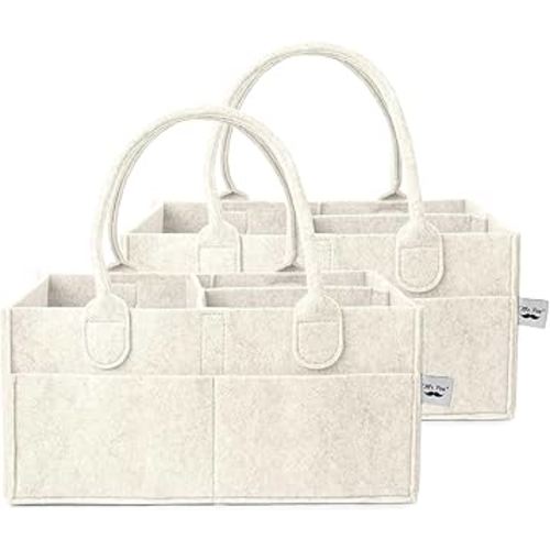 Mr. Pen- Baby Diaper Caddy Organizer, 2 Pack, Beige, Baby Caddy Organizer with Handle, Compact Size, Collapsible & Portable