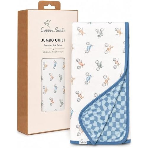Copper Pearl Jumbo Three-Layer Baby Blanket: Soft Baby Quilts for Boys and Girls | Breathable, Cozy, Toddler Blanket | Baby Quilt for Newborns | 60x72 Premium Material | Ryder