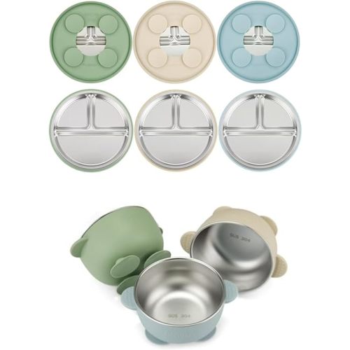 PandaEar Stainless Steel Baby Suction Plate & Bowls