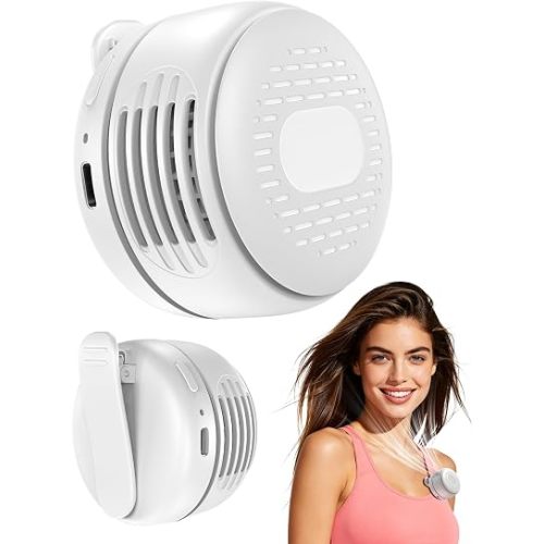 Portable Clip On Mini Fan, Personal Wearable Bladeless Fan with Sturdy Clip for Shirt Waist Bag Strap & Baby Carrier, Lightweight 2.89oz Rechargeable Whirlwind Fans for Work Travel Theme Park Wedding