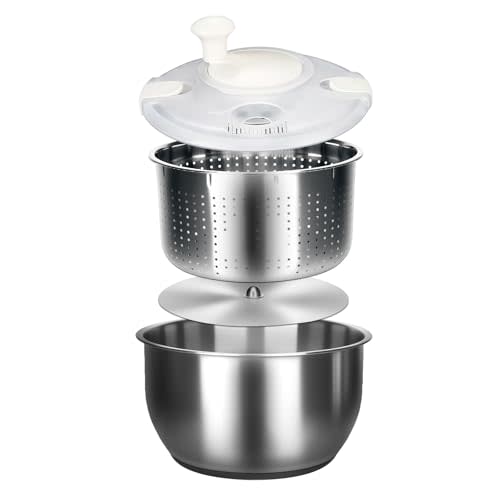 Zypilatsry 6L-Stainless Steel Salad Rotator, Vegetable Dishwasher,Lettuce Cleaner and Dryer, Kitchen Strainers.
