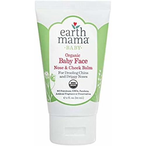 Baby Face Organic Nose & Cheek Balm for Dry Skin by Earth Mama | Safe Petroleum Jelly Alternative, 2-Fluid Ounce