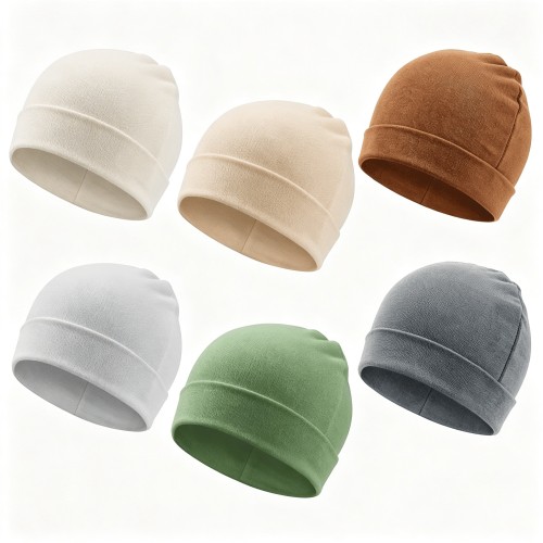 XIBUFE 6 Pack Baby Beanie Hats for Unisex Infant Toddler Cotton Beanie Newborn Hospital Hat for Boys Girls 0-6 Months Baby Beanie