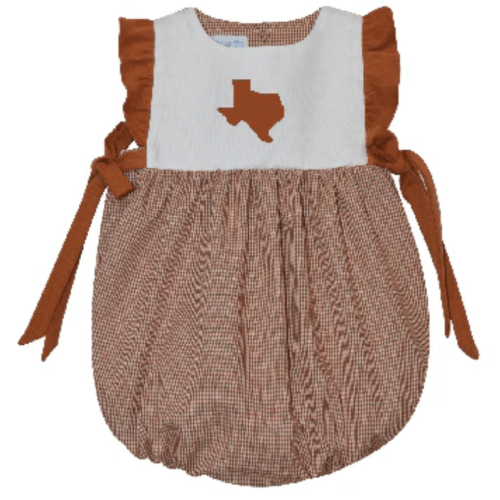 Vive la Fete Baby Girls Embroidered Orange Check Girls Bubble - Side B – Best Dressed Child