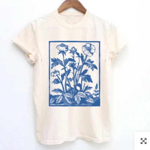 Vintage Wildflowers Graphic Nursing T-shirt