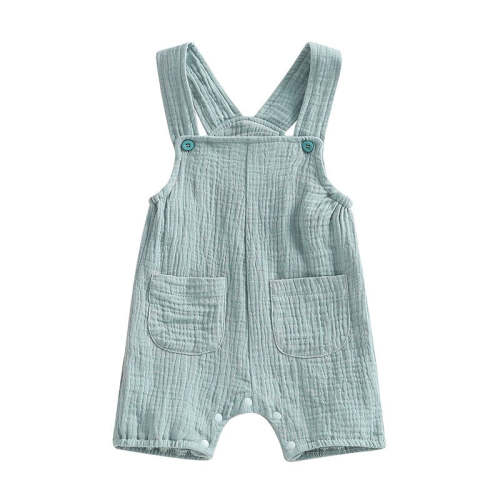 Infant Baby Boy Girl Summer Suspenders Jumpsuit Solid Romper with Pock – August + Willow