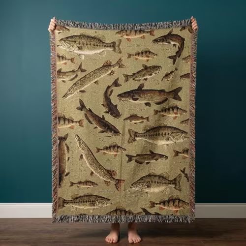 Freshwater Fish Woven Blanket