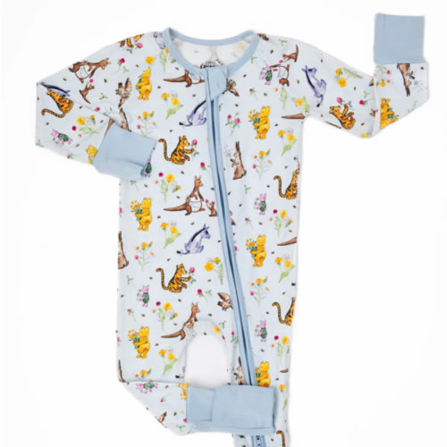 Winnie-the-Pooh in Bloom Bamboo Zippered Sleeper – Little Crowns & Capes