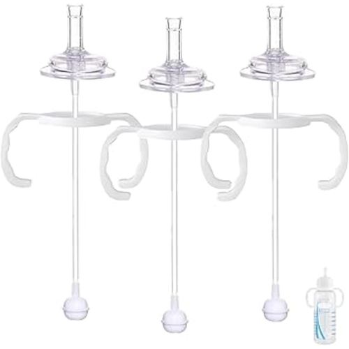Straw Transition Sippy Cup Conversion Kit for Dr Brown Narrow Mouth Baby Bottles, Soft Straw top and Weighted Sippy Cup Kit with Handles, Set of 3