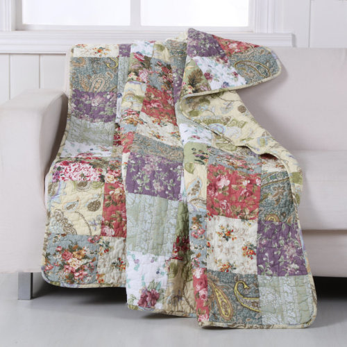 Blooming Prairie 100% Cotton Patchwork Reversible Throw | Wayfair