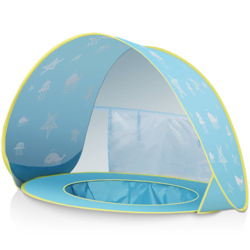 wilwolfer Blue Baby Beach Tent with UV Protection, Portable Pop-Up Sun Shelter for Toddlers, Water Play Tent with Carry Bag | Wayfair