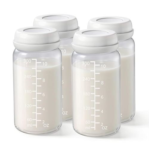 4 Pack Breastmilk Storage Bottle Compatible with Momcozy 22oz Breast Milk Cooler, Wide Neck Breastmilk Collection for Spectra S1/S2/9 Plus/SG/Motif Luna, 10oz/300ml