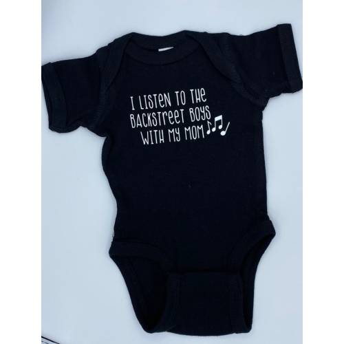 I listen to backstreet boys with my Mom baby bodysuit, pop baby, 90s music, infant, newborn, new mom, baby shower gift, millennium