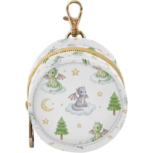 Cartoon Dragons Tree Star Print Pacifier Holder Case for Diaper Bag Portable Travel Pacifier Storage Case with Clip Newborn Baby Pouch for Baby Boys Girls Outdoor Purse