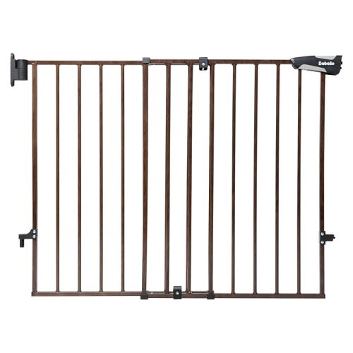 Baby Gate for Stairs & Doorways, 26-43" W 28" H No Bottom Bar| Easy Installation| One-Handed Operation| Auto-Close| Hardware Mount (Drill Needed) Safety Dog/Pet Gate (Black Wood Pattern)