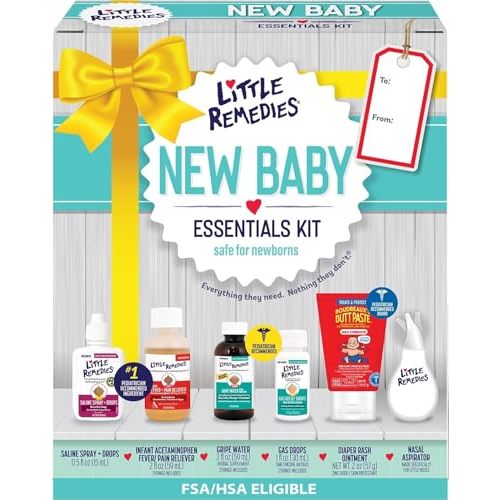 Little Remedies New Baby Essentials Kit, 6-in-1 Bundle for Newborns | Baby Care Set, Newborn Essentials, Saline Nasal Spray, Diaper Rash Cream, Gas Relief Drops, Gripe Water, Baby Pain Reliever