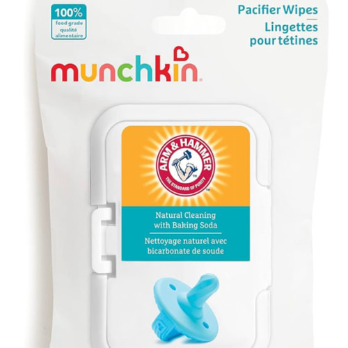 Munchkin Arm & Hammer Pacifier Wipes - Safely Cleans Breast Pump Parts and Feeding Essentials for Baby and Toddler, 1 Pack, 36 Wipes