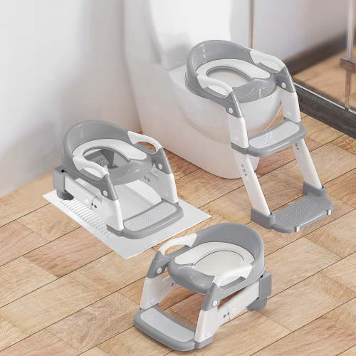FVLOENG Potty Training Seat for Kids 3 in 1 Toddler Toilet with Urinals Splash Guard Anti-Slip Gray