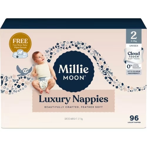 Millie Moon Luxury Nappies Size 2 (4-8kg) 96 pack