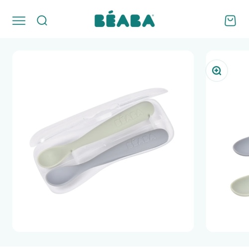 Set of 2 Easy-Grip 1st Stage Single Tone Silicone Spoons + Storage Cas