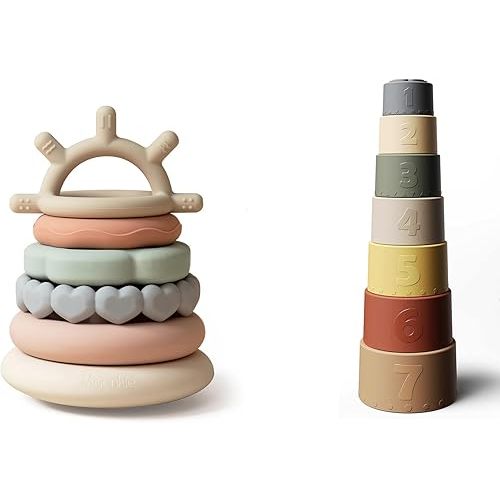 Moonkie Stacking Baby Toy, Eductional Soft Teething Toy with 7 Piece