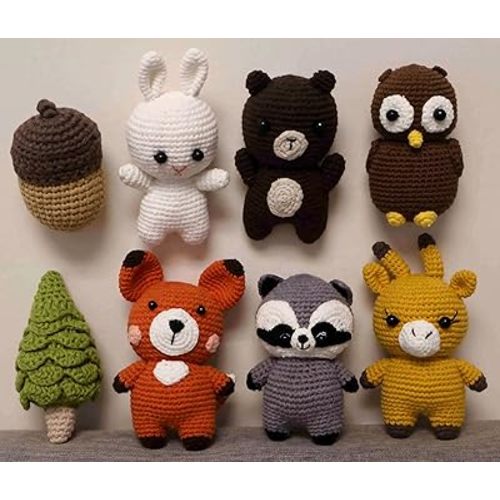 8 Pack Crochet Woodland Nursery Decor – Handmade Forest Animals Gifts Diaper Cake Decor for Forest Wild Woodland Creatures Baby Shower Birthday Decorations Party Favors