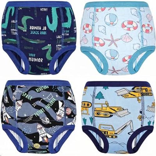 MomEasier Potty Training Underwear Cotton 4 Pack Toddler Pants for Boys 2T | Soft Cotton Potty Training Underwear with Moderate Absorbency Helps Toddlers Transition From Diapers to Potty Learning