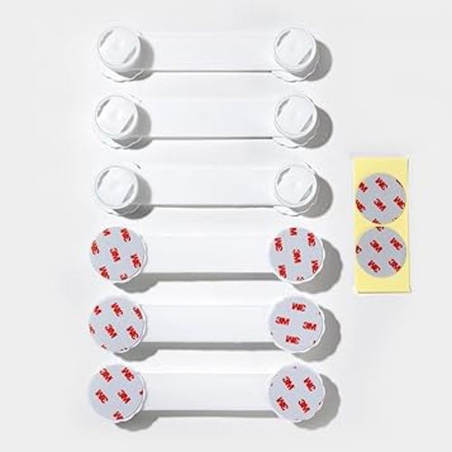 Child Safety Cabinet Locks – 6-Pack Double Button Drawer Latches, Easy & No-Residue Removal, Exclusive Technology – Baby Proofing for Drawers & Cabinets