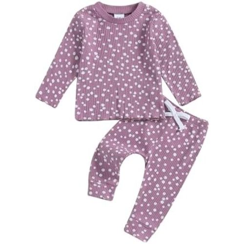 Baby Girl Fall Clothes Set Floral Print Long Sleeve Tops Pants Cute Infant Toddler Outfits 6 12 18 24 Months 2T