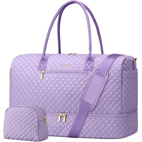 Travel Bag Weekender Bags for Women - Carry on Overnight Bag with Shoe Compartment Duffle Bag with Laptop Pocket Light Purple