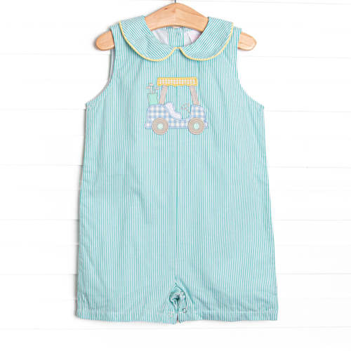 Birdie Breeze Applique Short Romper, Mint Stripe – Stitchy Fish