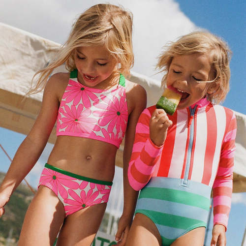 Girls Sun Safe Surfsuit-Pink Strawberry Stripe | Boden USA