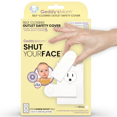 SHUT YOUR FACE - Self-Closing Outlet Cover (1-SCREW Duplex Outlets)