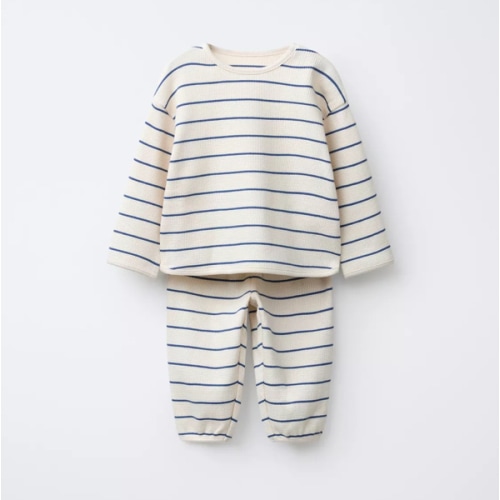 WAFFLE SHIRT AND JOGGER SET WAYAS - Ecru / Blue | ZARA United States