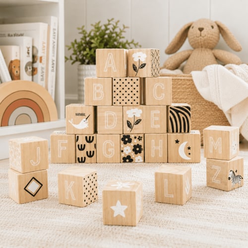 2" Wood Block Set of 26 - Alphabet | Multicolor