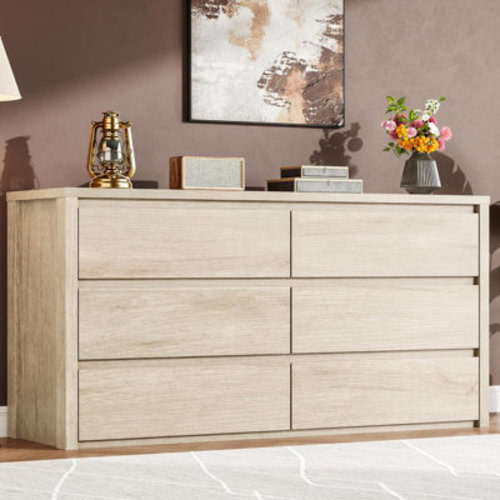 Ebern Designs Rustic Farmhouse 6 Dresser for Bedroom, Wooden Drawer Dresser, Handle-Free Storage Cabinet with Drawers & Reviews | Wayfair