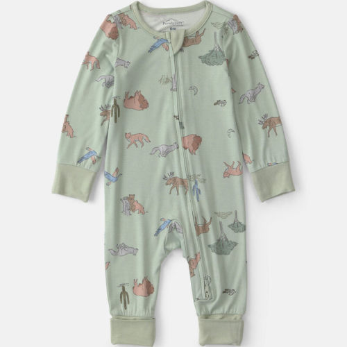 Baby Boy Animal Print PurelySoft™ 2-Way Zip Sleeper - Green | Carter’s Oshkosh Canada