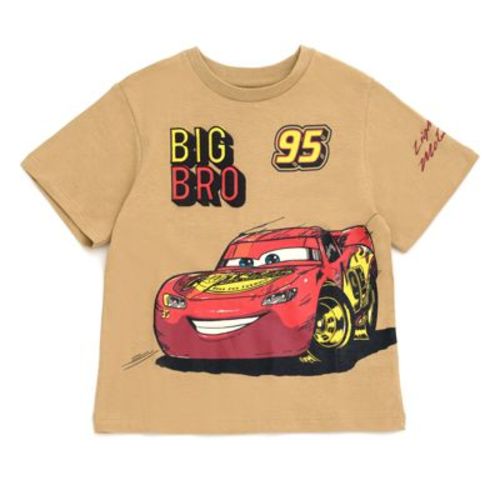 Disney Cars Lightning McQueen Toddler Boys Matching Family Drop Shoulder T-Shirt Tan Big Bro 2T