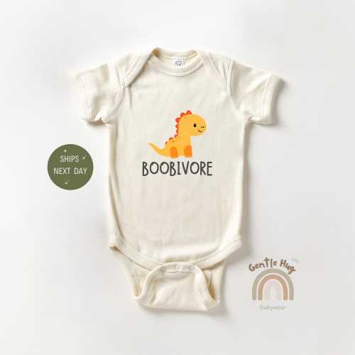 Funny Boobivore Baby Bodysuit, Dinosaur Baby Onesie®, Baby Shower Gift, Natural Cotton Baby Onesie®, Cute Dinosaur Lover Onesie®